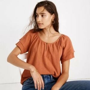 Madewell Texture & Thread Tiered Sleeve Top